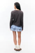 Dark Brown & Blue Stripes - Boxy Sleeve T-Shirt - 2