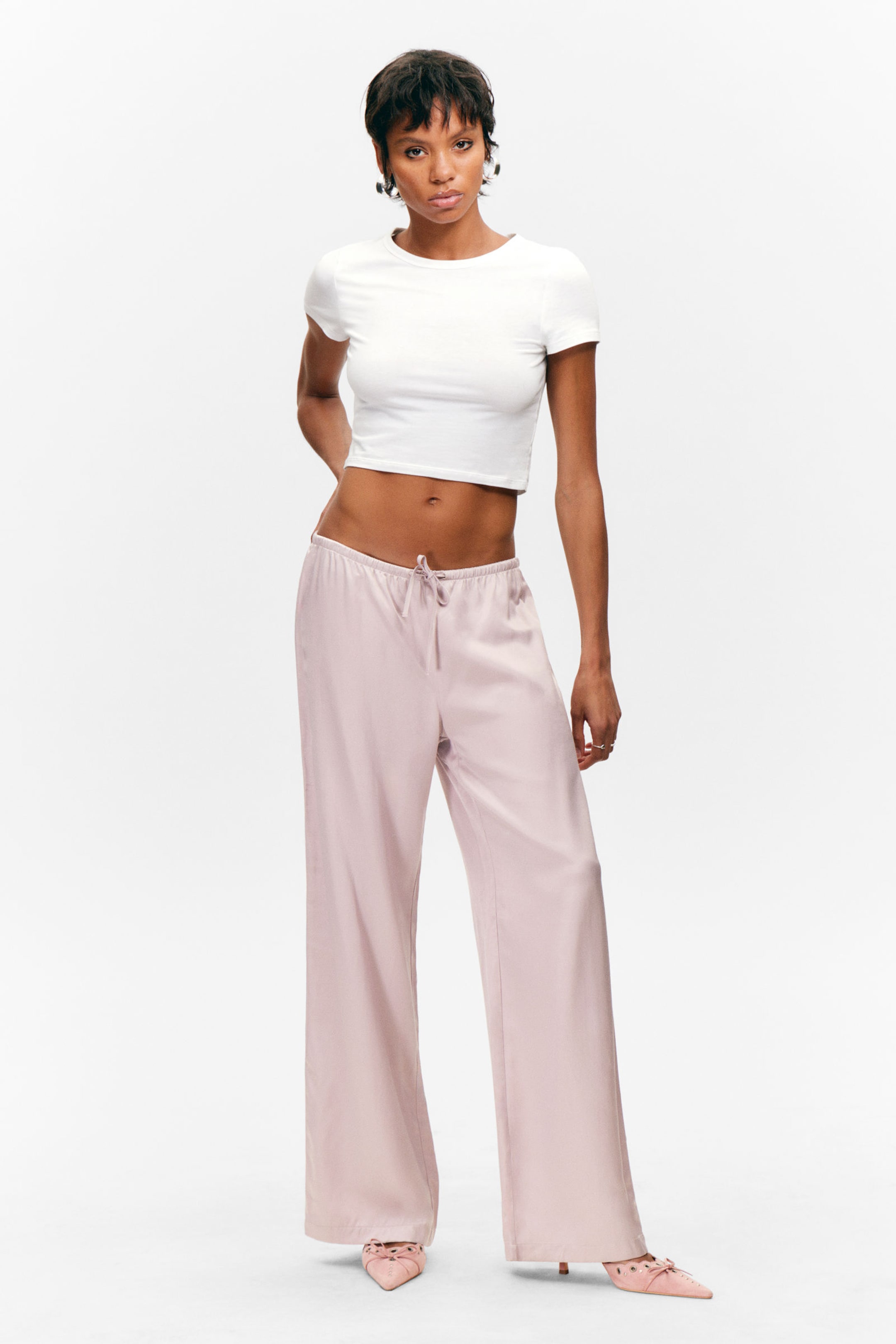 Light Pink - Low-Rise Relaxed Pull-on Trousers - 0