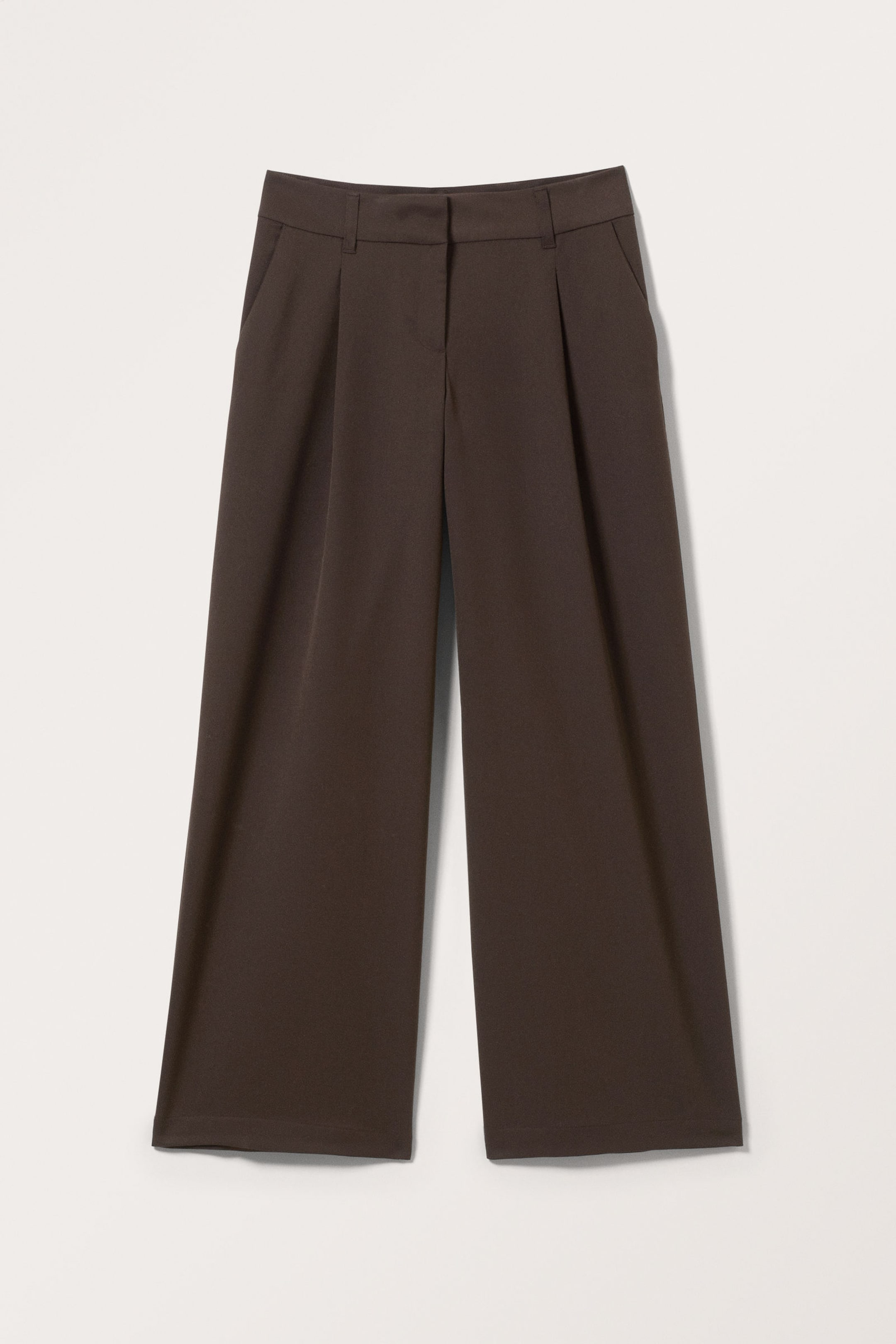 Dark Brown - Low waist wide leg tailored trousers - 3