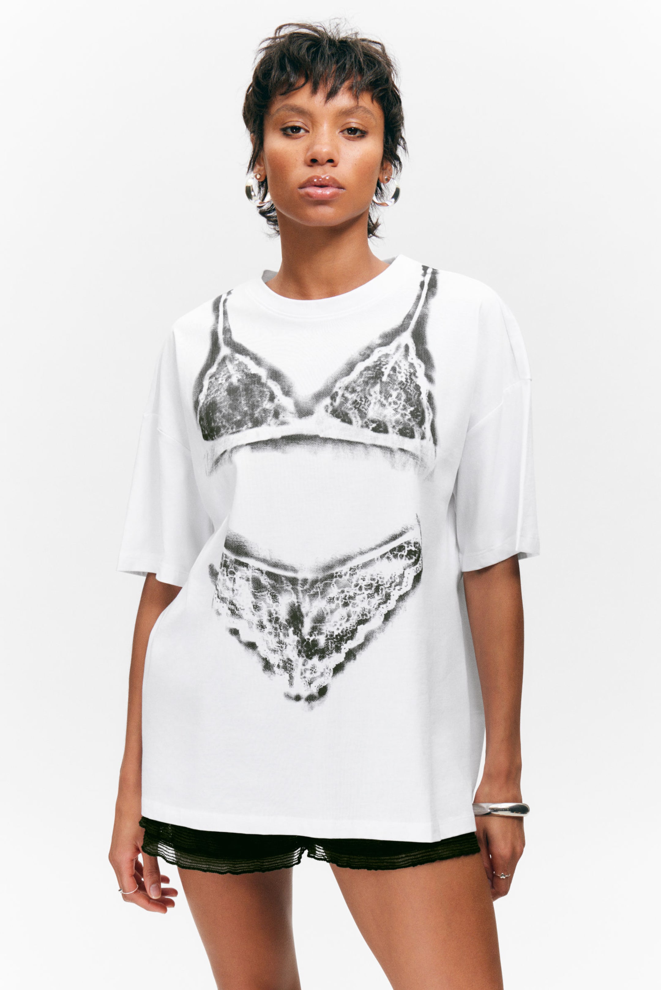#FFFFFF - Oversized Cotton T-shirt - 1