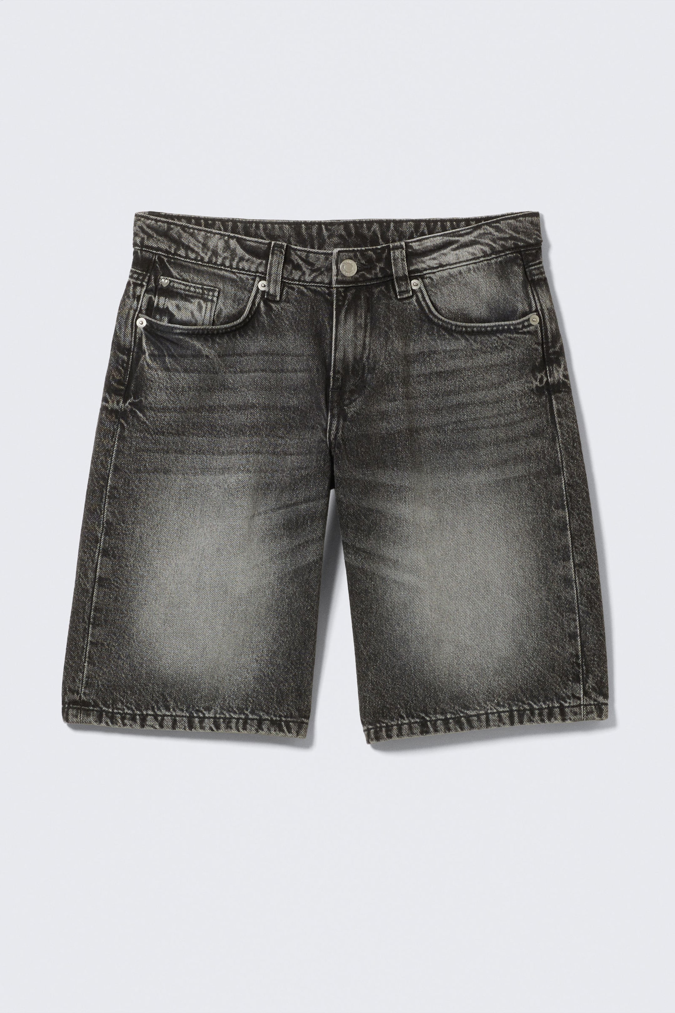 Haunted Black - Black - Imoo Low-Rise Wide Leg Denim Shorts - 4