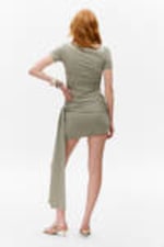 Khaki Green - Draped Tie-Front Mini Dress - 3