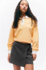 Dark Grey Pinstripe - Mini Wrap Skirt - 1