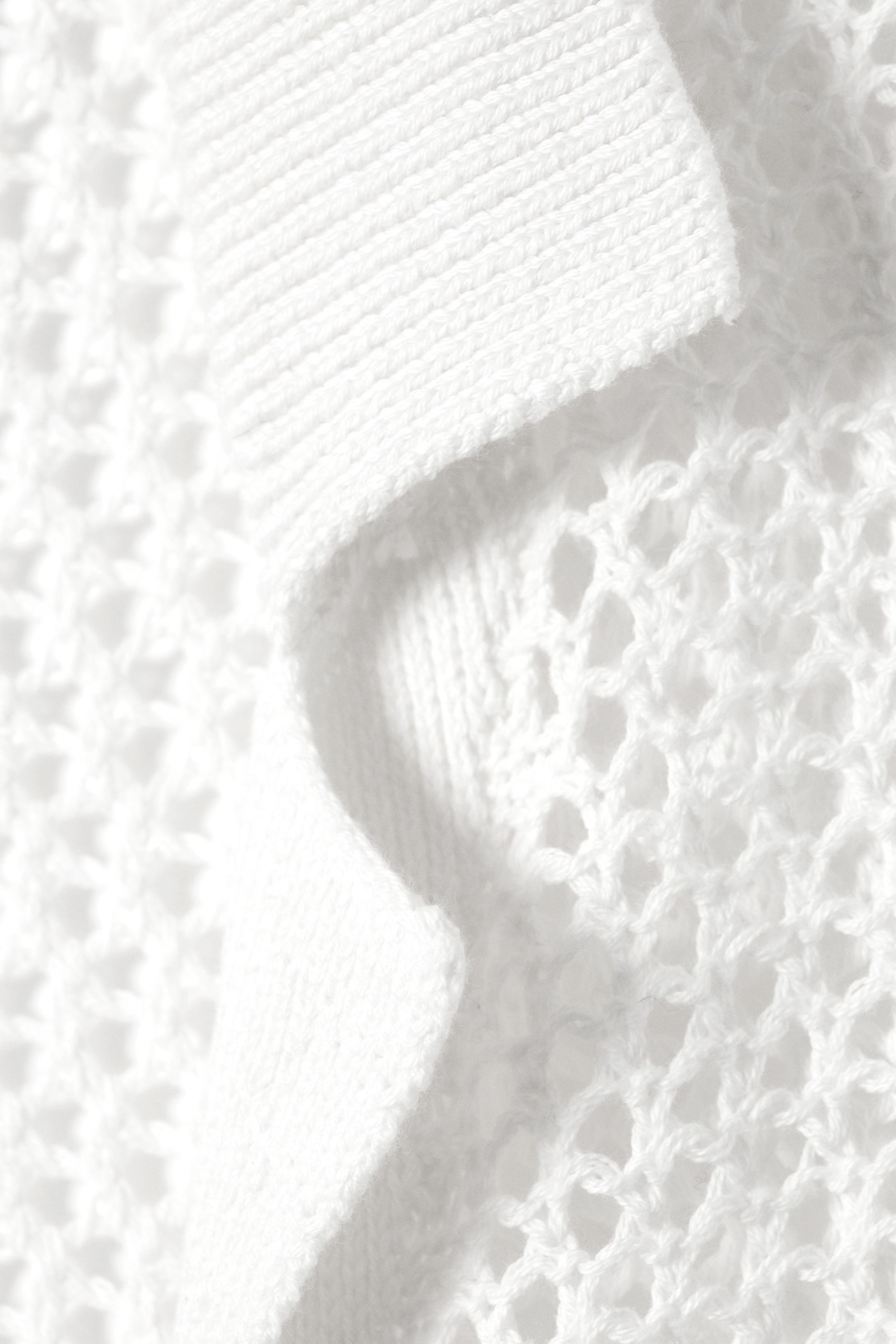 Dusty White - Open-Knit Button-Up Cardigan - 6