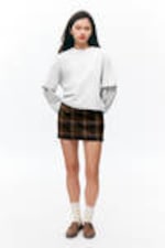 Grey Melange - Long-Sleeved Double-Layered Oversized T-shirt - 1