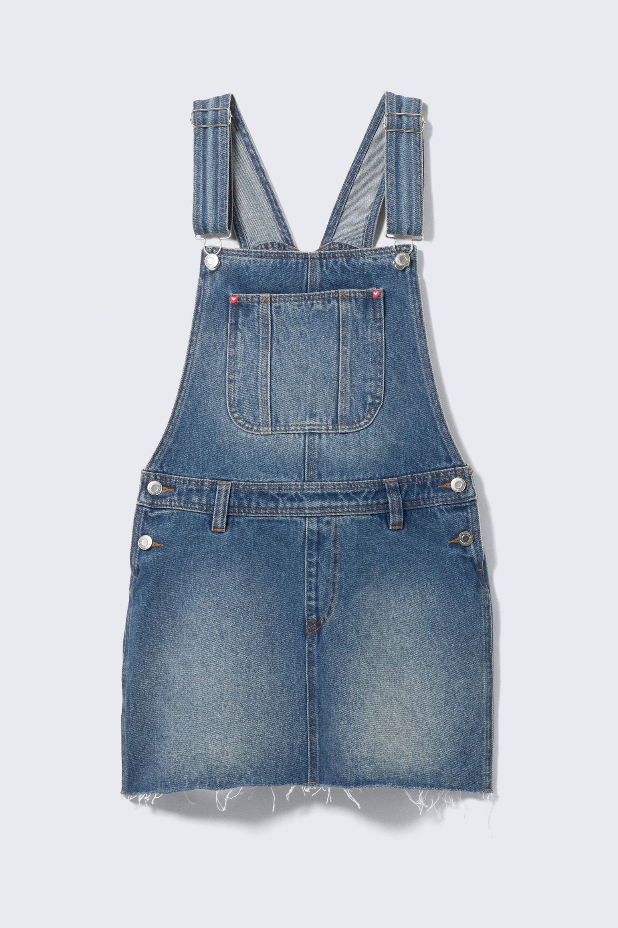 Sunset Blue - Medium Blue - Denim Dungaree Mini Dress - 4