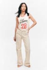 Light Beige - Low Waisted Bootcut Twill Trousers - 0