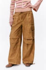 Washed Brown - Relaxed Cotton Cargo Trousers - 1