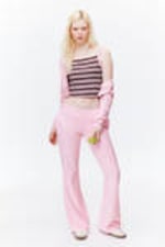 Dark Red Stripe - Cropped Ribbed Tank Top - 0
