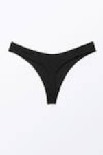 Black - V-Shaped Thong Bikini Bottoms - 4