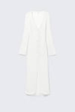 White - Open-Knit V-neck Maxi Cardigan - 4