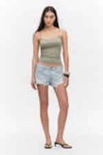 Striped Khaki Green - Slim Strappy Tank Top - 1