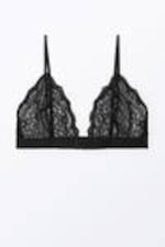 Black - Lacey Soft Lace Triangle Bra - 1