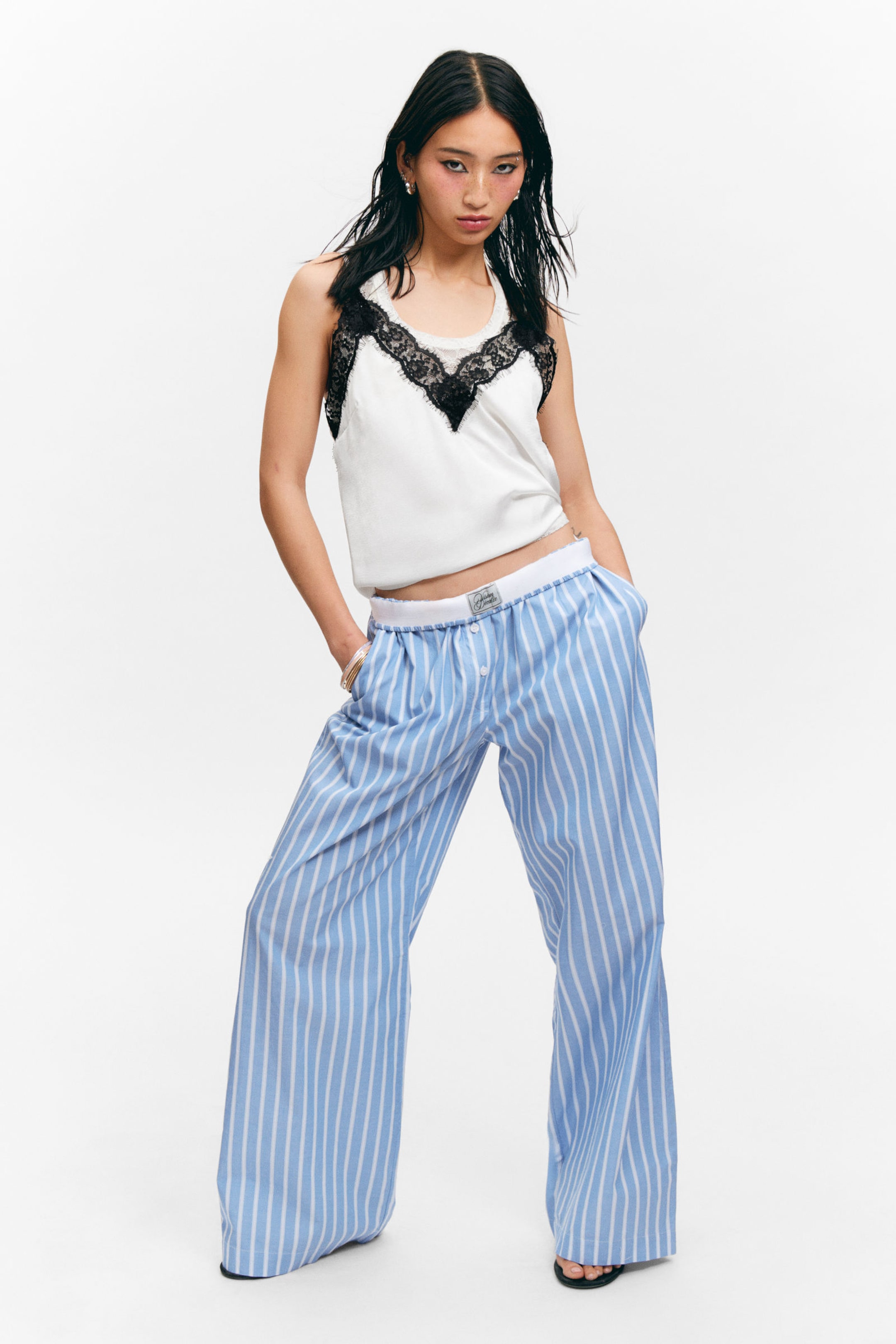 #7C91CB - Wide-Leg Cotton Twill Trousers - 1
