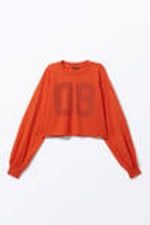 Bright Orange - 08 - Cropped Long-Sleeved T-shirt - 3