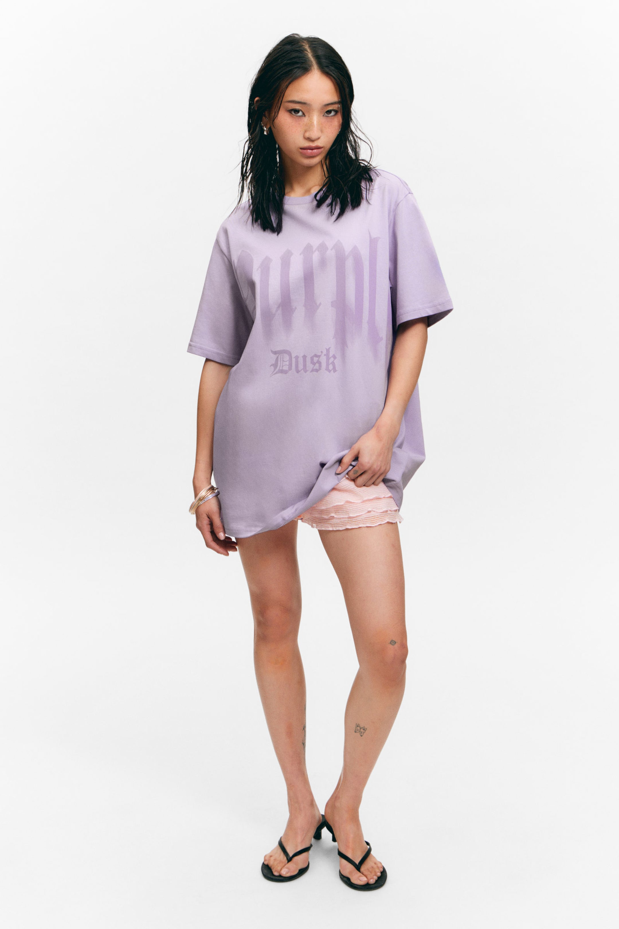 Lilac - Purple Dusk - Oversized Throw-on T-shirt - 0