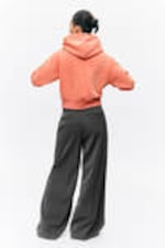 Striped Dark Grey - Pleated High Waist Wide Leg Suiting Trousers - 2