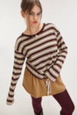Red & White Stripe - Boxy Sleeve T-Shirt - 1