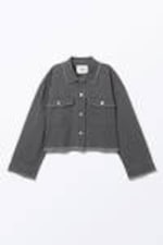 Dark Grey - Cropped Boxy Twill Jacket - 4