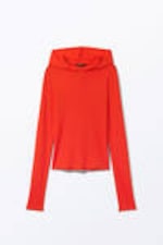 Bright Red - Long-Sleeved Hooded Top - 3