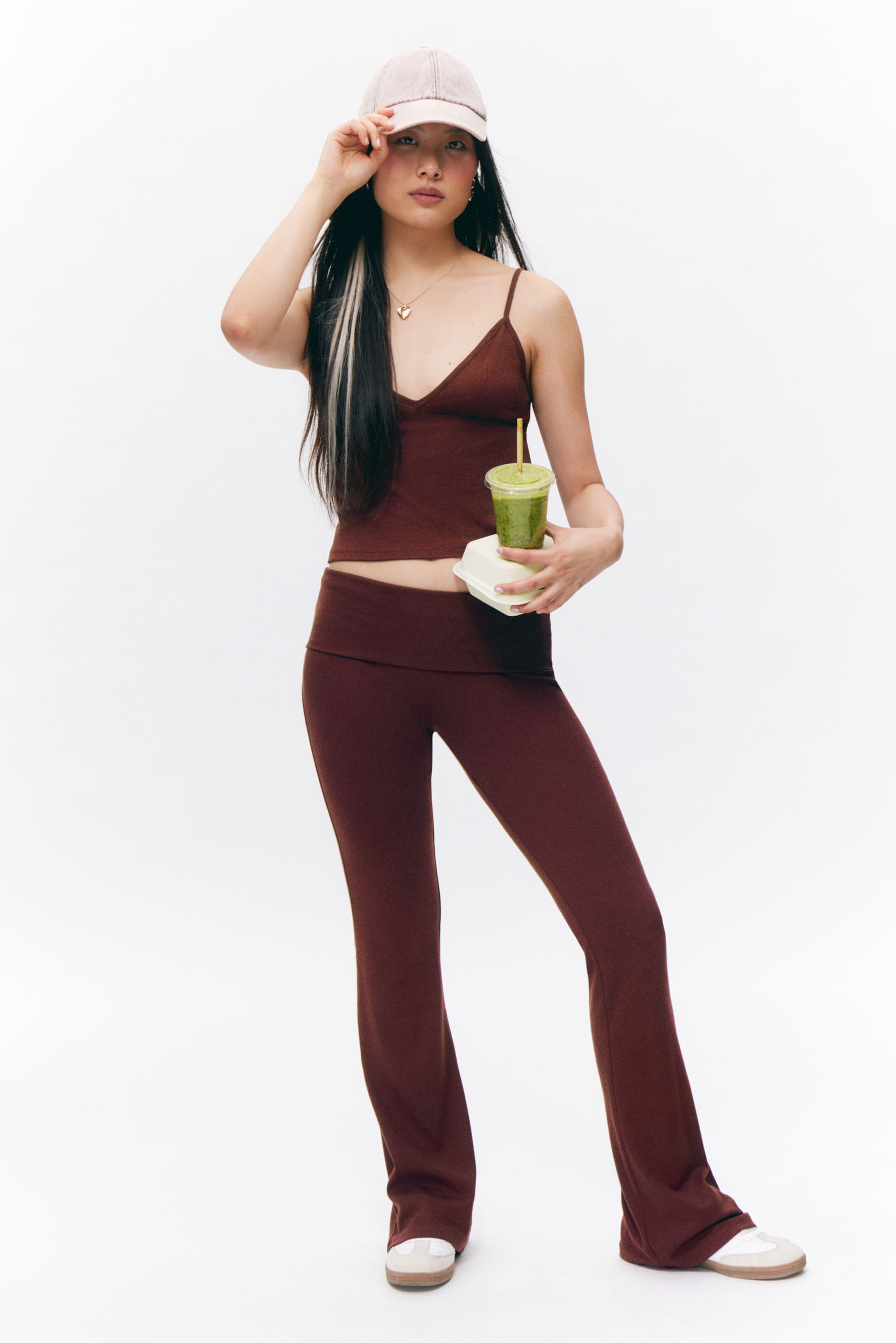 Dark Red - Low Waist Flared Pyjama Trousers - 0