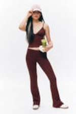 Dark Red - Low Waist Flared Pyjama Trousers - 0