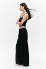 Black - Wide Leg Trousers - 2