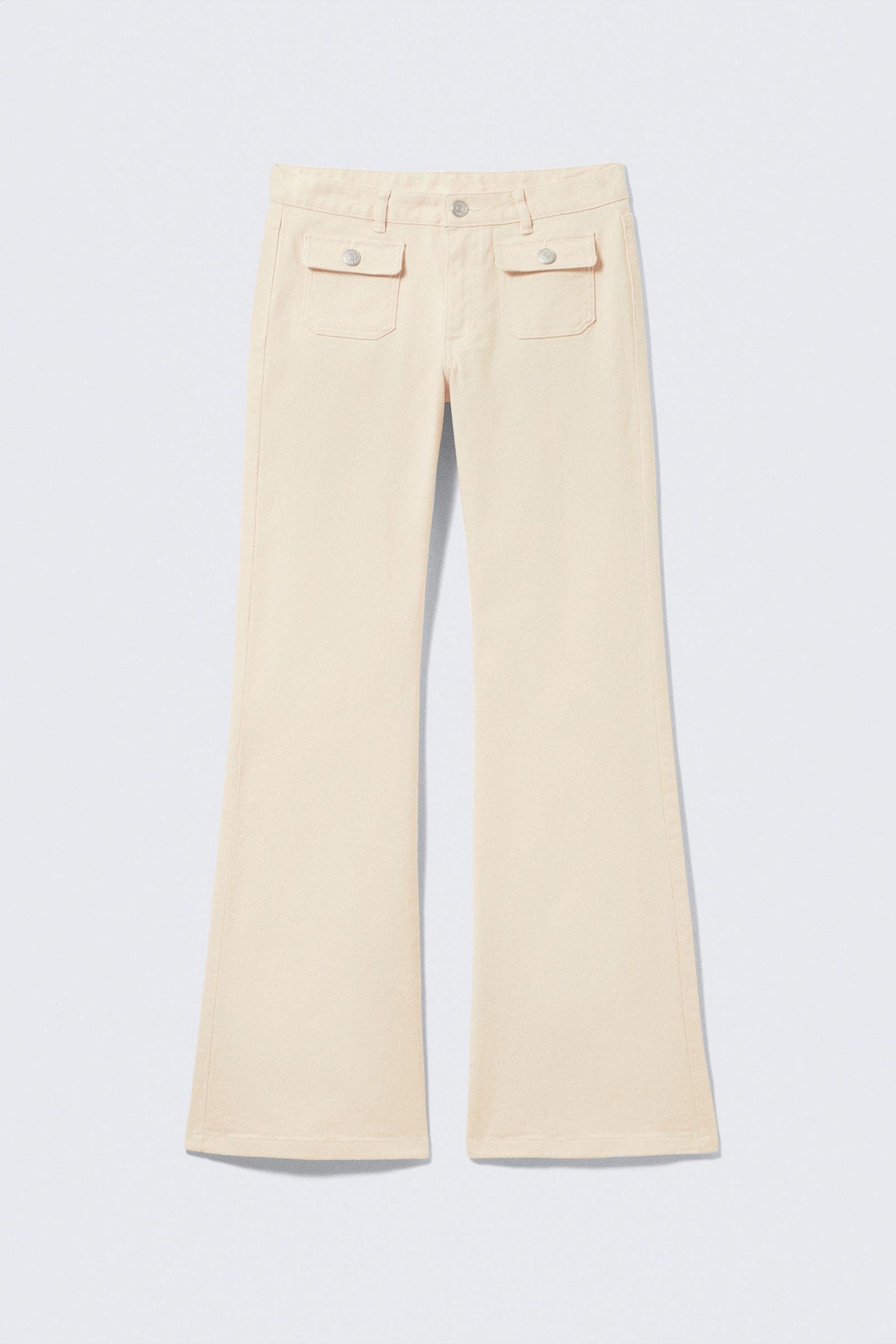 Light Beige - Low Waisted Bootcut Twill Trousers - 4