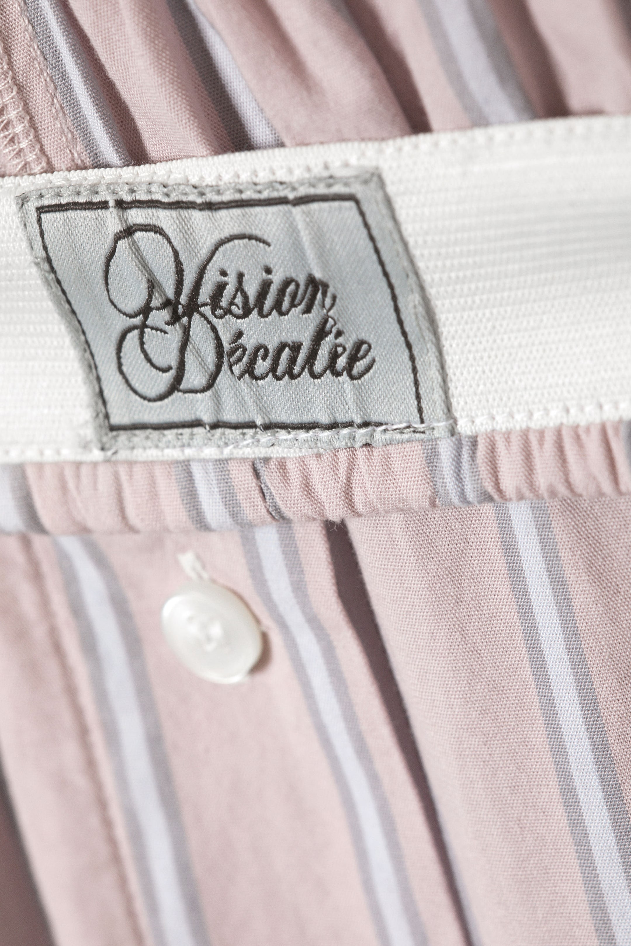 Striped Light Pink - Wide-Leg Cotton Twill Trousers - 7