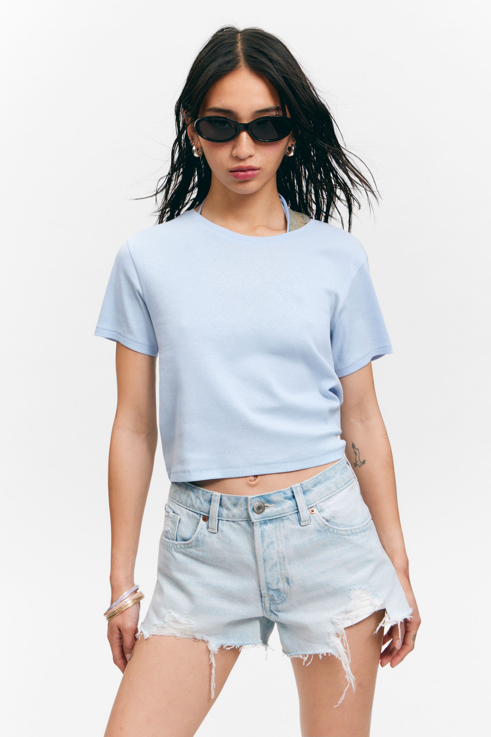 Mame Kurogouchi | Random Ribbed Cotton Cropped Top - White