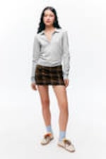 Light Grey Melange - Long-Sleeved Polo Top - 0