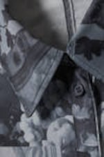 Dark Grey - Floral Collage - Slim Fit Printed Button-Up Shirt - 5