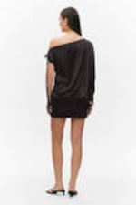 Black - Draped Jersey One-Sleeved Dress - 3