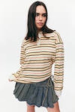 Striped Beige - Long Sleeve Rugby Polo Top - 2