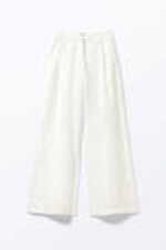 White Satin - Pleated High Waist Wide Leg Suiting Trousers - 3