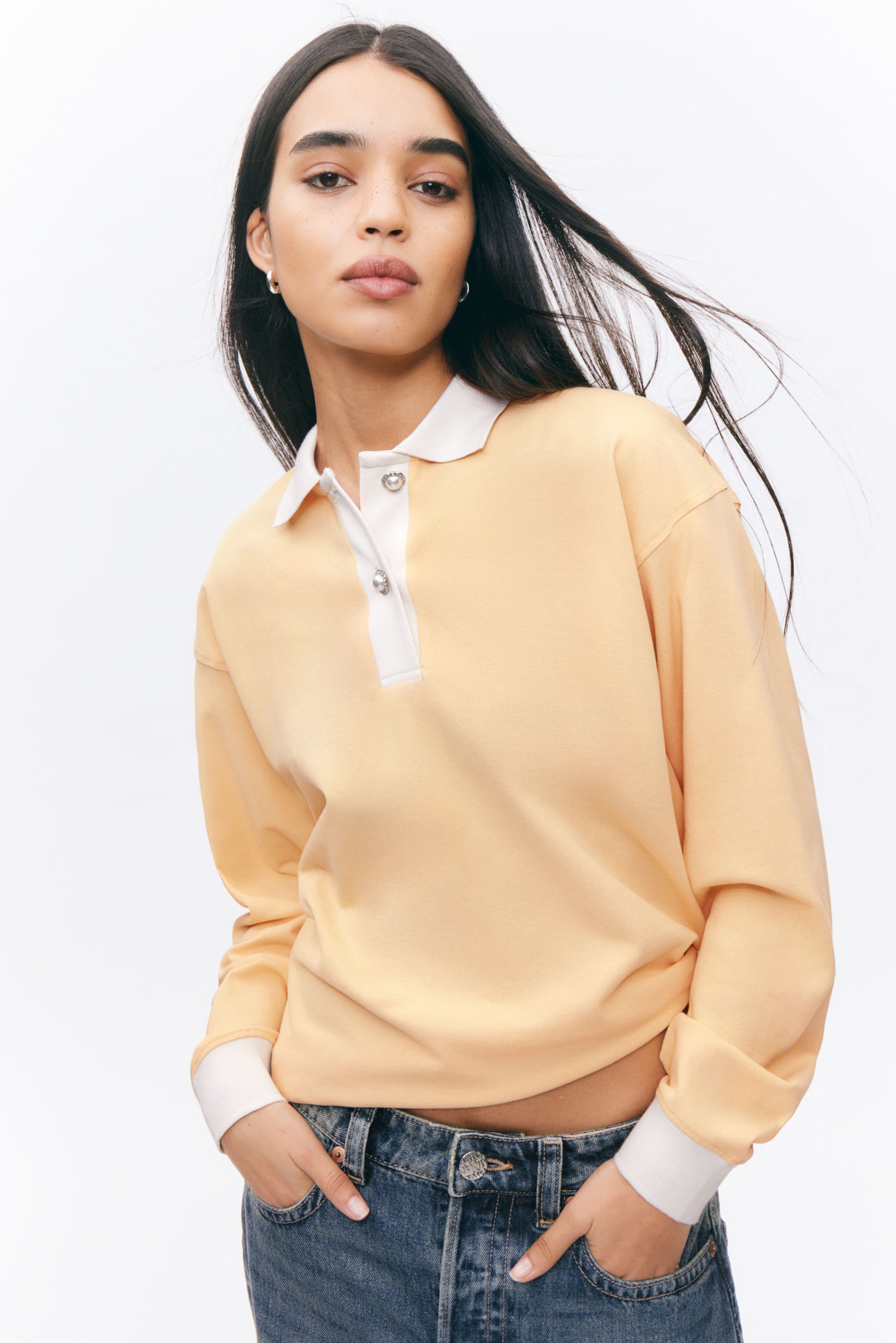 Yellow - Long Sleeve Rugby Polo Top - 0