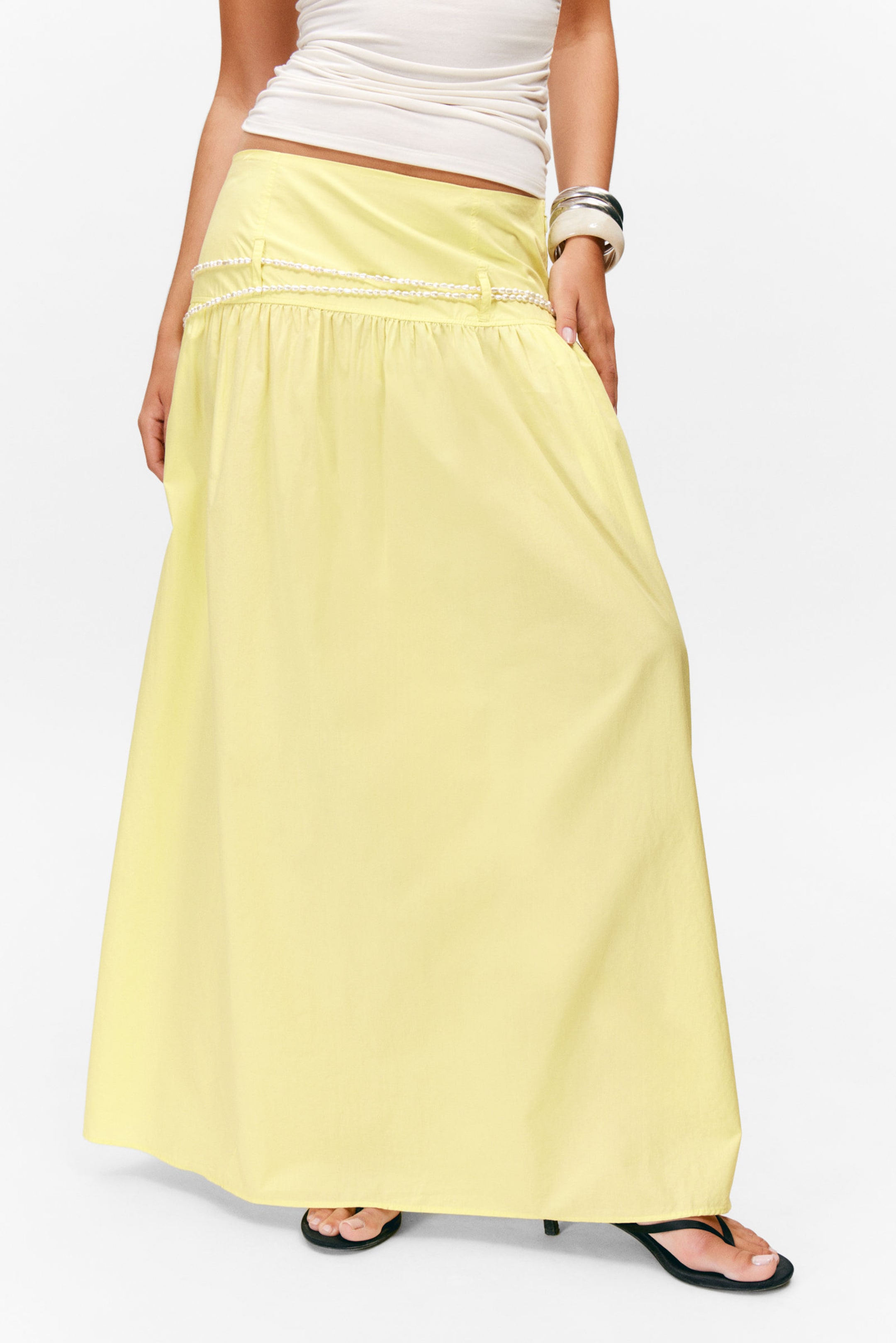 #EEE99D - Gathered Cotton Poplin Maxi Skirt - 2