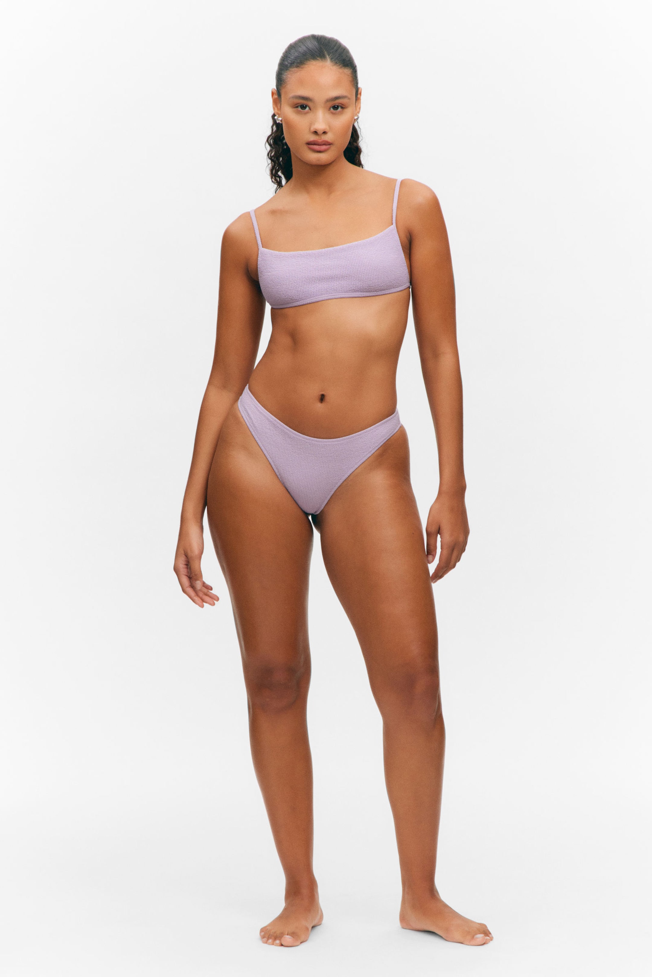 Light Lilac - Structured Square Neck Bikini Top - 1