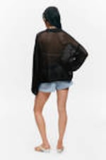 Black - Open-Knit Button-Up Cardigan - 4