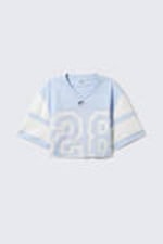 Light Blue/White - Oversized Cropped Mesh T-shirt - 4
