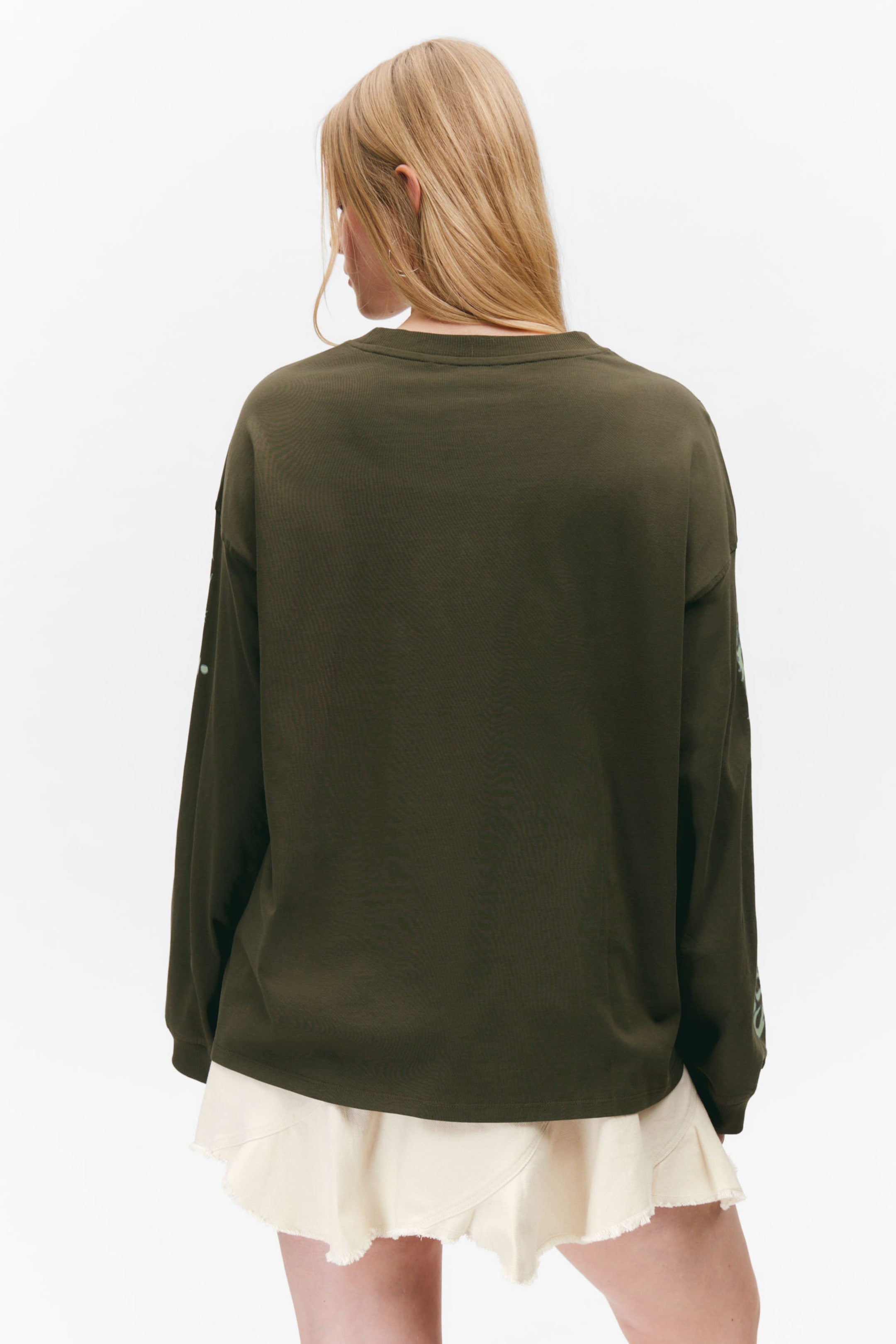 Dark Khaki Green - Boundless - Oversized Long Sleeve T-shirt - 3