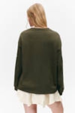 Dark Khaki Green - Boundless - Oversized Long Sleeve T-shirt - 3