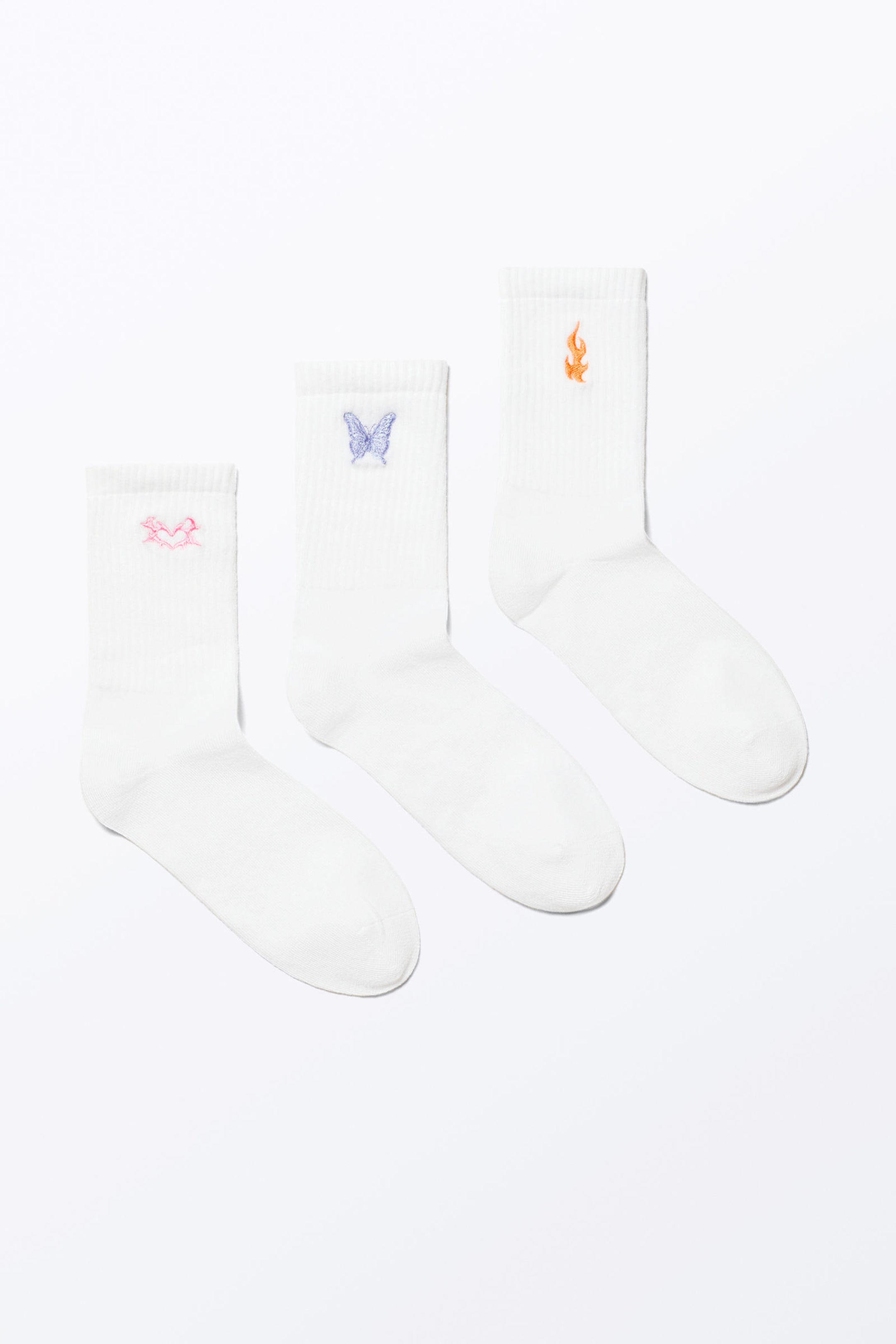 White - Embroidered Mix - 3-pack Embroidered Socks - 0
