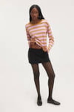 Mustard & Pink Stripe - Boxy Sleeve T-Shirt - 1