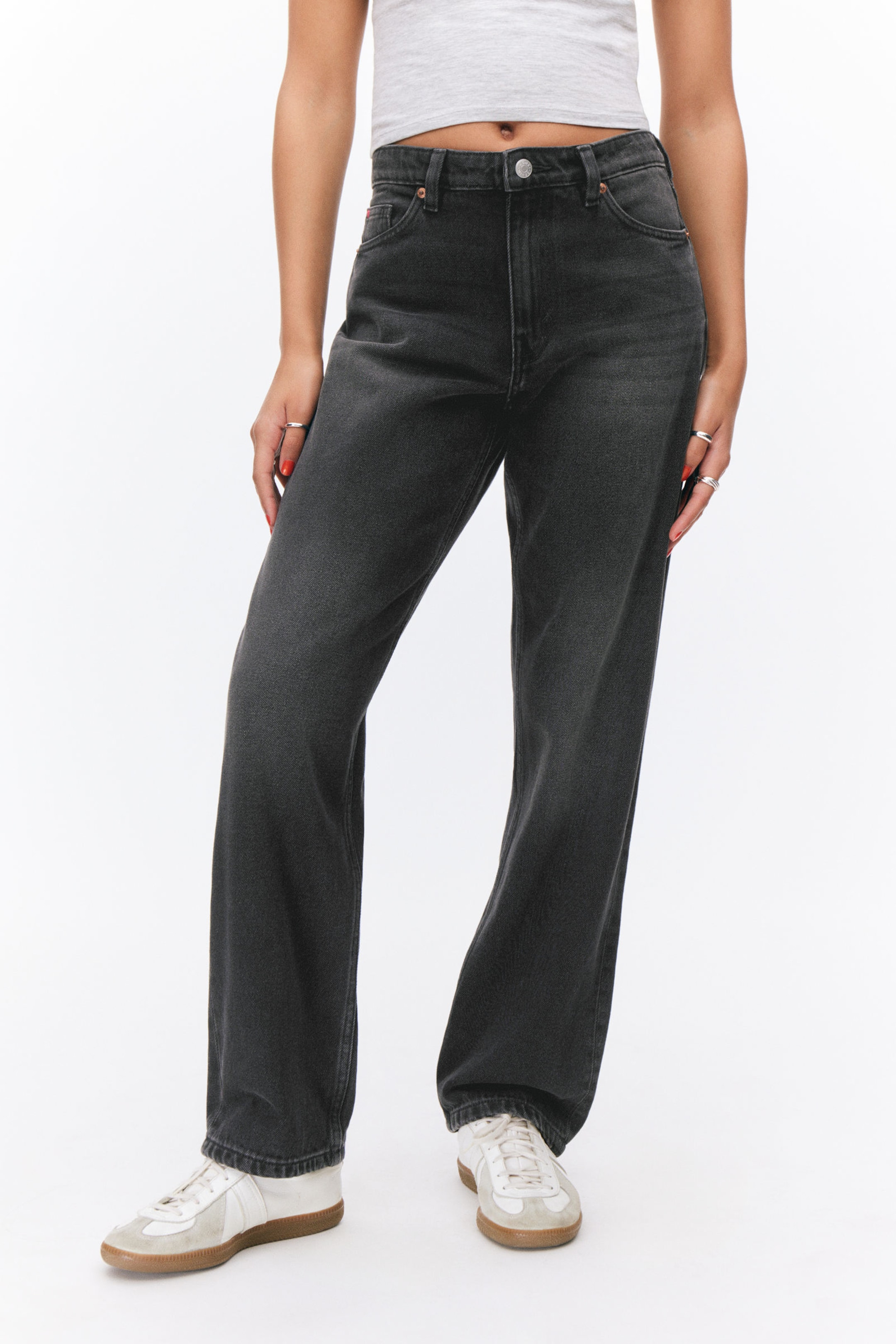 Midnight Black - Black - Aimo Mid Straight Jeans - 2