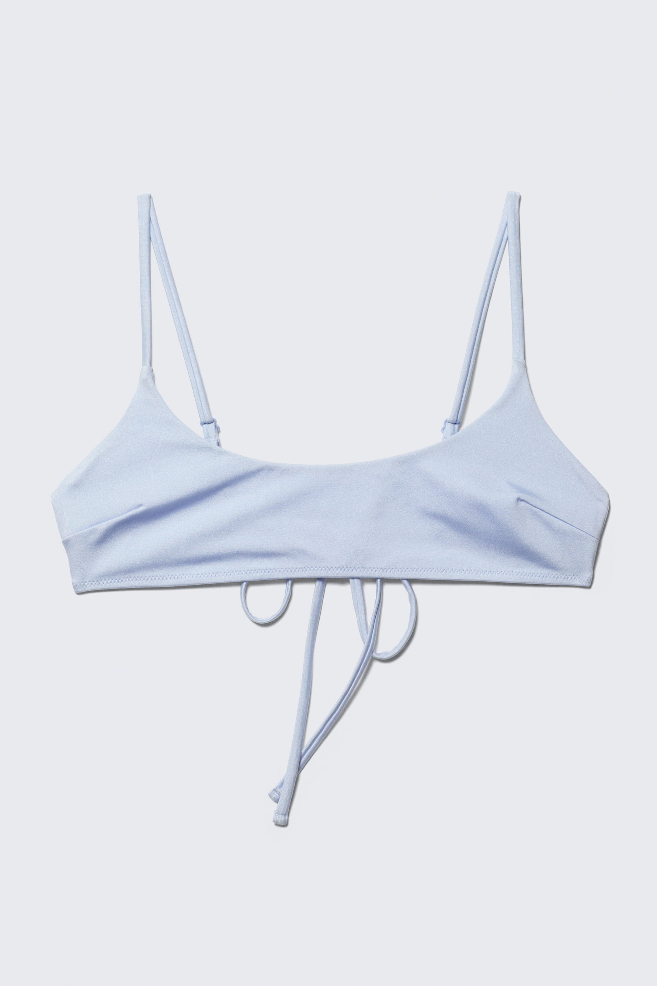 Shiny Light Blue - Scoop Neck Bikini Top - 4