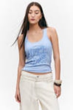 Light Blue - Dream & dazzle - Printed Fitted Tank Top - 0