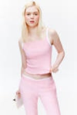 Pink - Cropped Ribbed Tank Top - 1