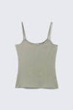 Striped Khaki Green - Slim Strappy Tank Top - 3