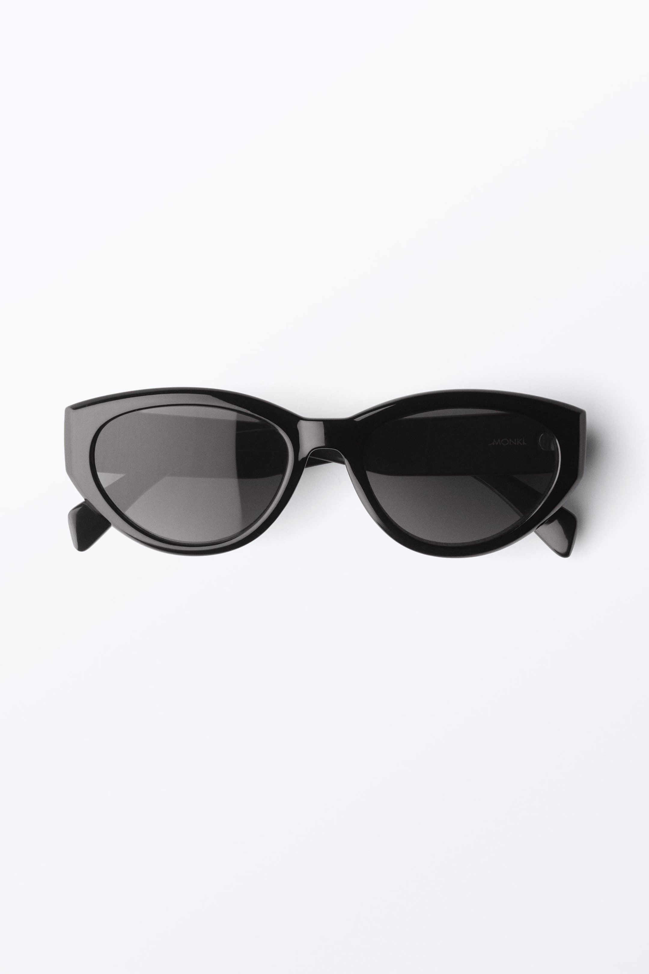 Black - Black Lenses - Angular Cat-Eye Sunglasses - 2
